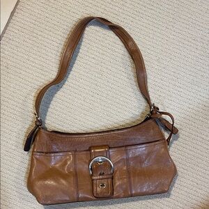 Etienne Aigner Chestnut Brown Leather Shoulder Bag with Buckle